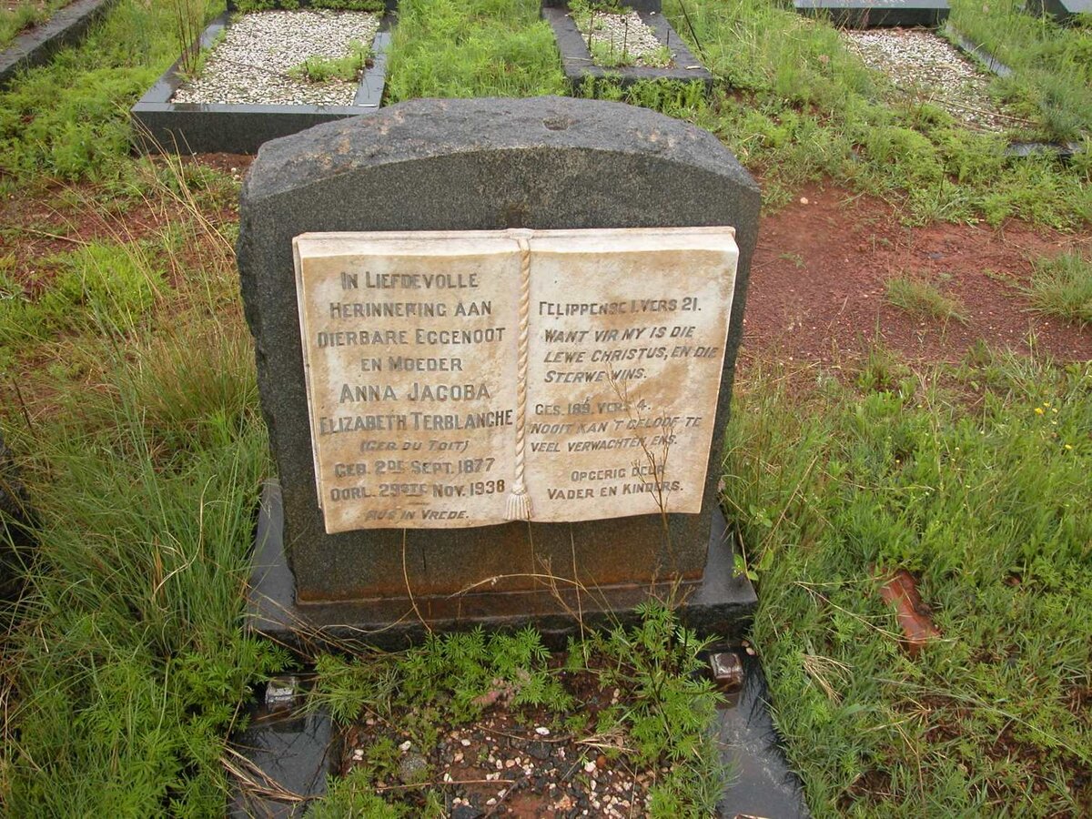 TERBLANCHE Anna Jacoba Elizabeth nee DU TOIT 1877-1938
