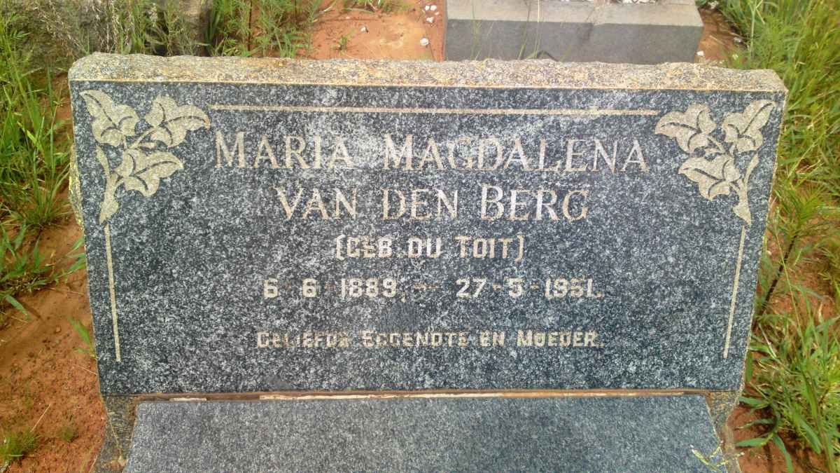 BERG Maria Magdalena, van den nee DU TOIT 1889-1951