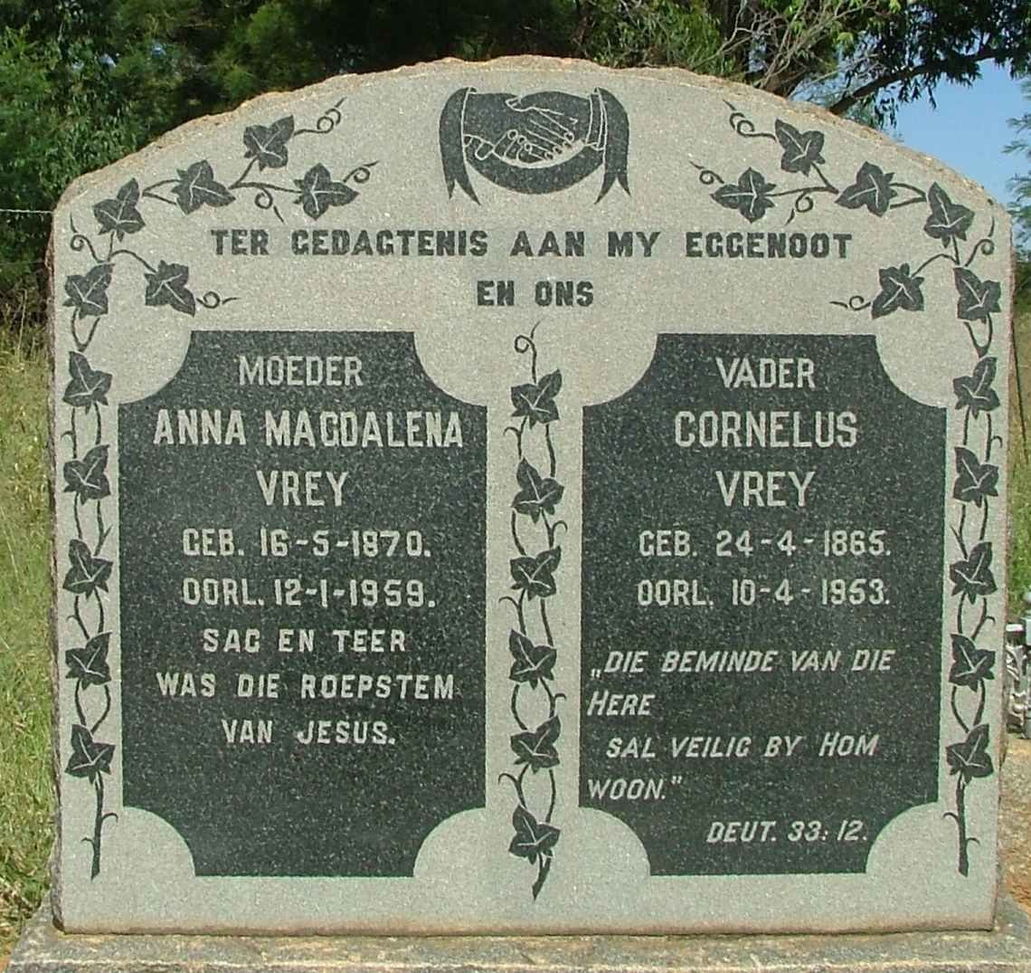 VREY Cornelus 1865-1953 &amp; Anna Magdalena 1870-1959