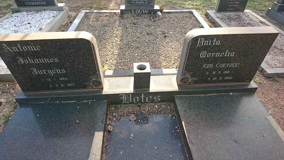 BOTES Antonie Johannes Jurgens 1904-1977 &amp; Unita Cornelia COETZEE 1910-1993