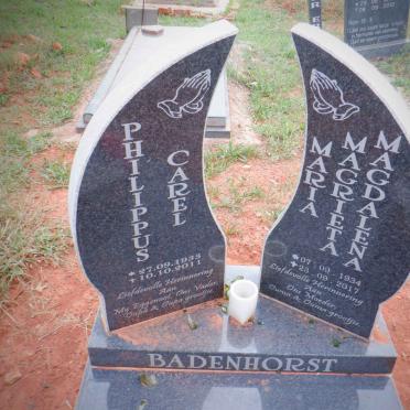 BADENHORST Philippus Carel 1933-2011 &amp; Maria Magrieta Magdalena 1934-2017