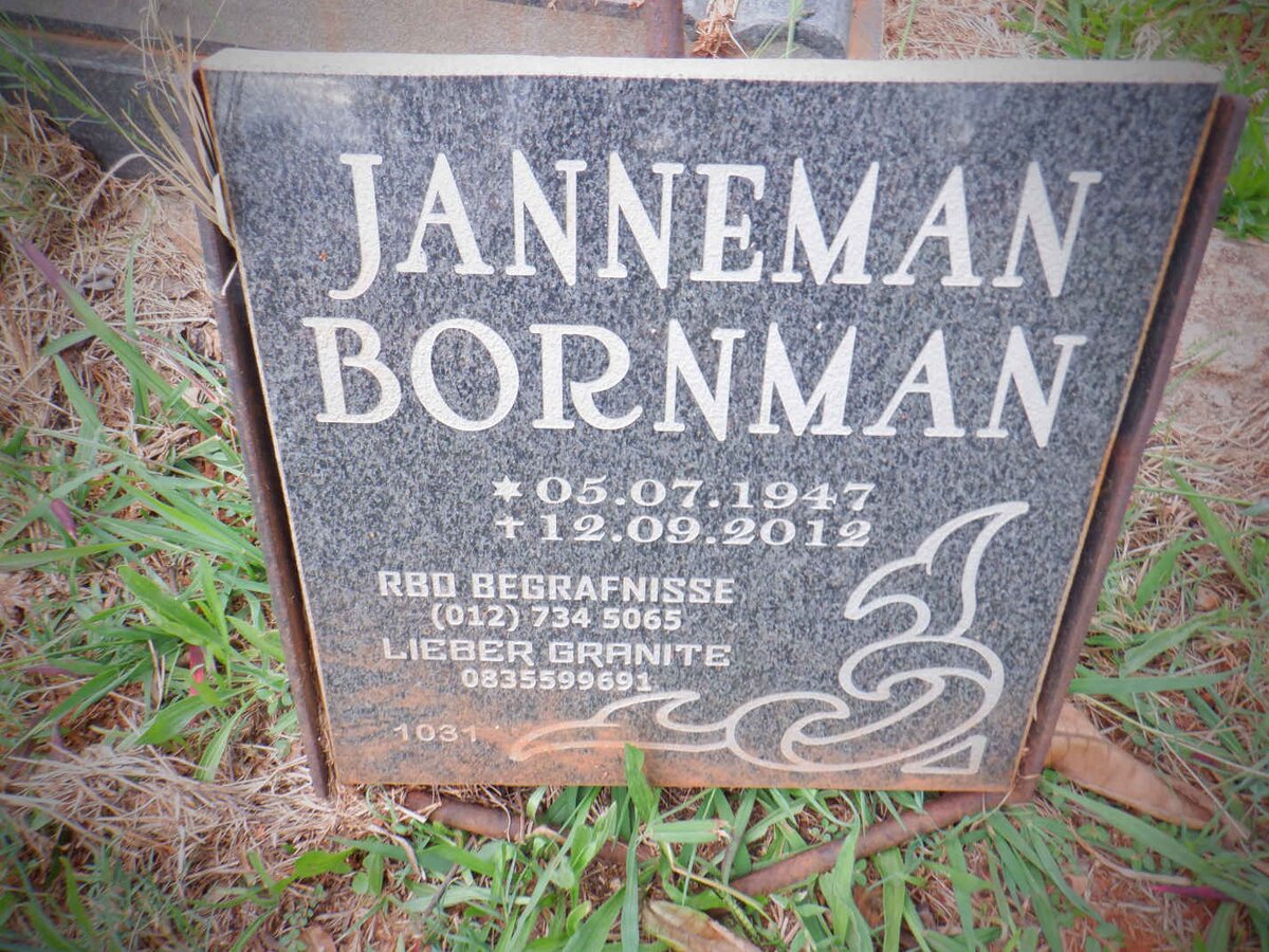 BORNMAN Janneman 1947-2012