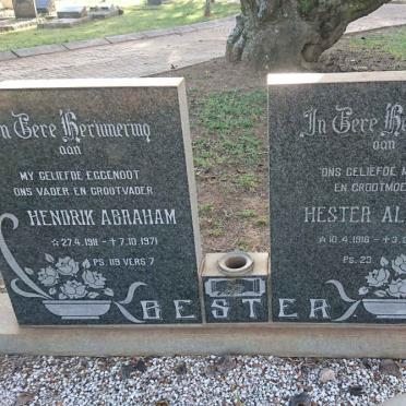 BESTER Hendrik Abraham 1911-1971 &amp; Hester Aletta 1916-1991