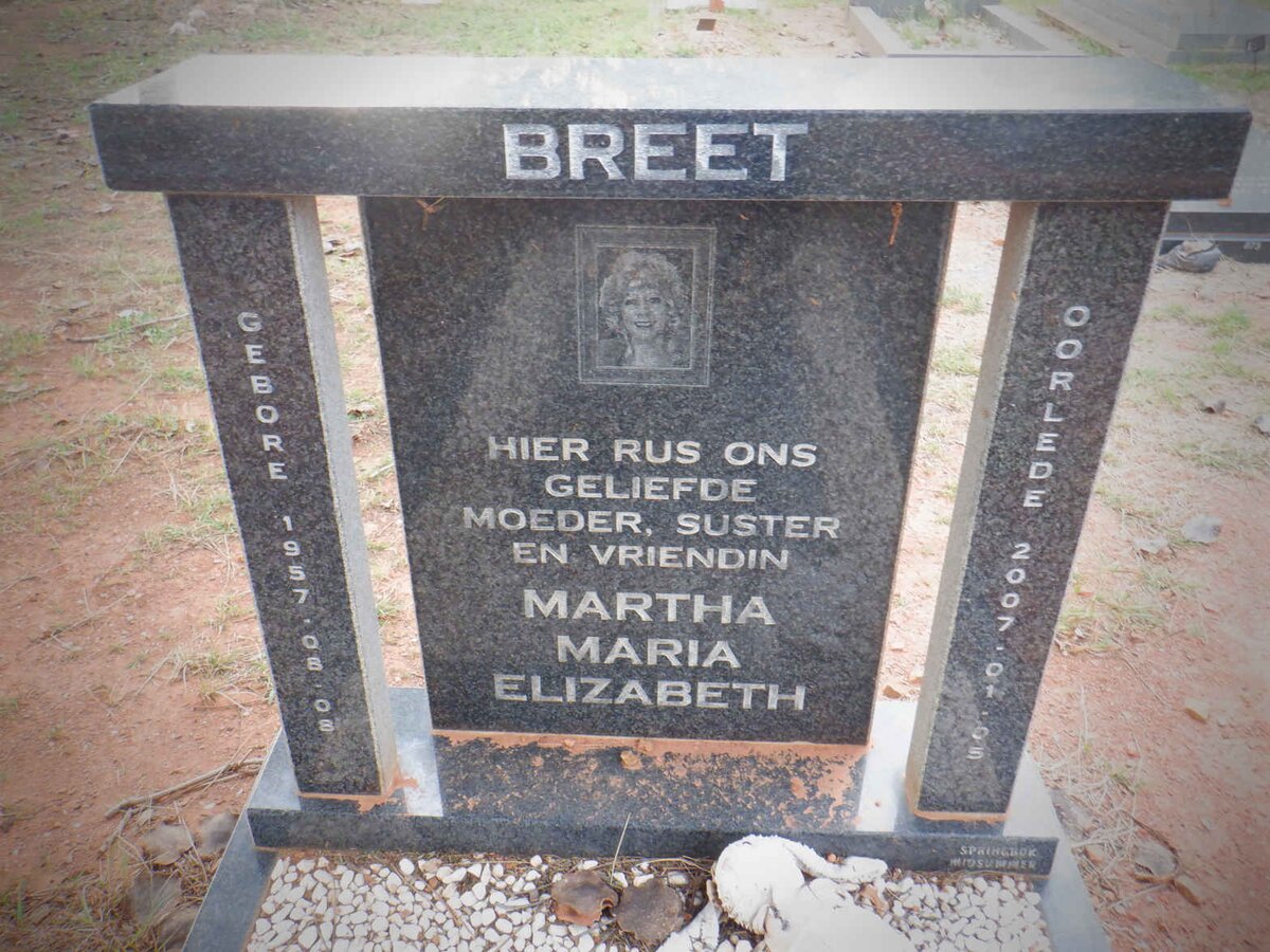 BREET Martha Maria Elizabeth 1957-2007