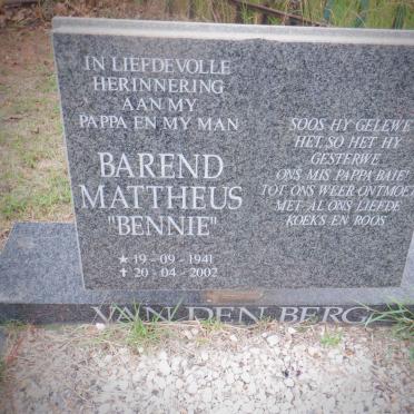 BERG Barend Mattheus, van den 1941-2002