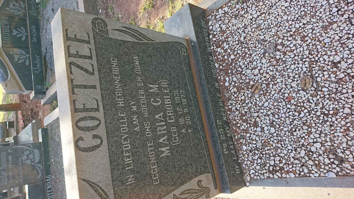 COETZEE Maria G.M. nee GROBLER 1931-1973