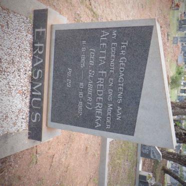 ERASMUS Aletta Frederieka nee SLABBERT 1925-1962