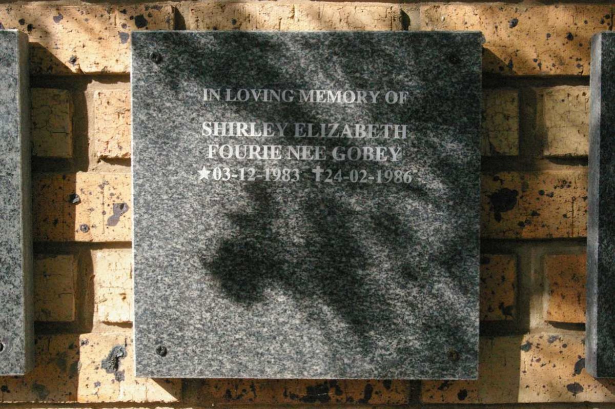 FOURIE Shirley Elizabeth nee GOBEY -1986