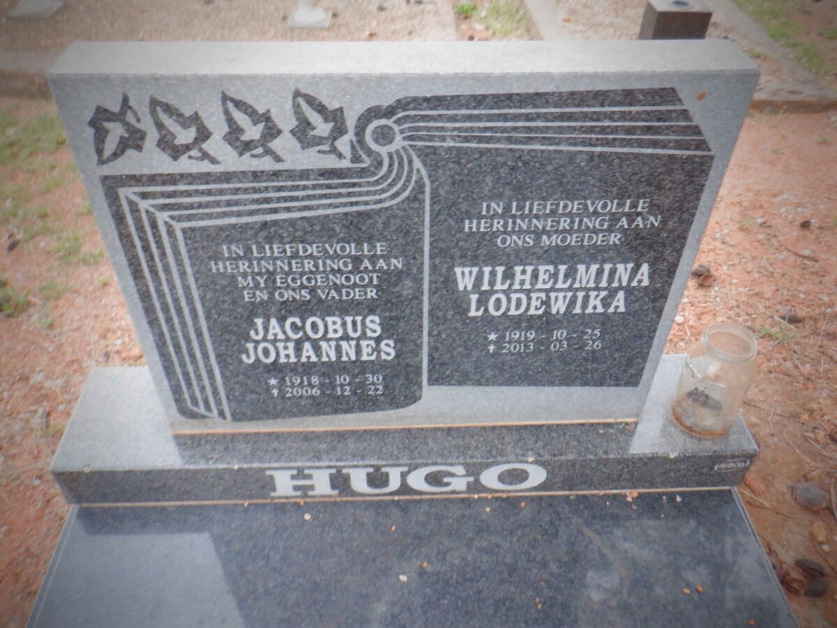 HUGO Jacobus Johannes 1918-2006 &amp; Wilhelmina Lodewika 1919-2013