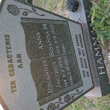 HAMMANN Johannes Jacobus 1934-1992 &amp; Anna Susanna M. 1935-
