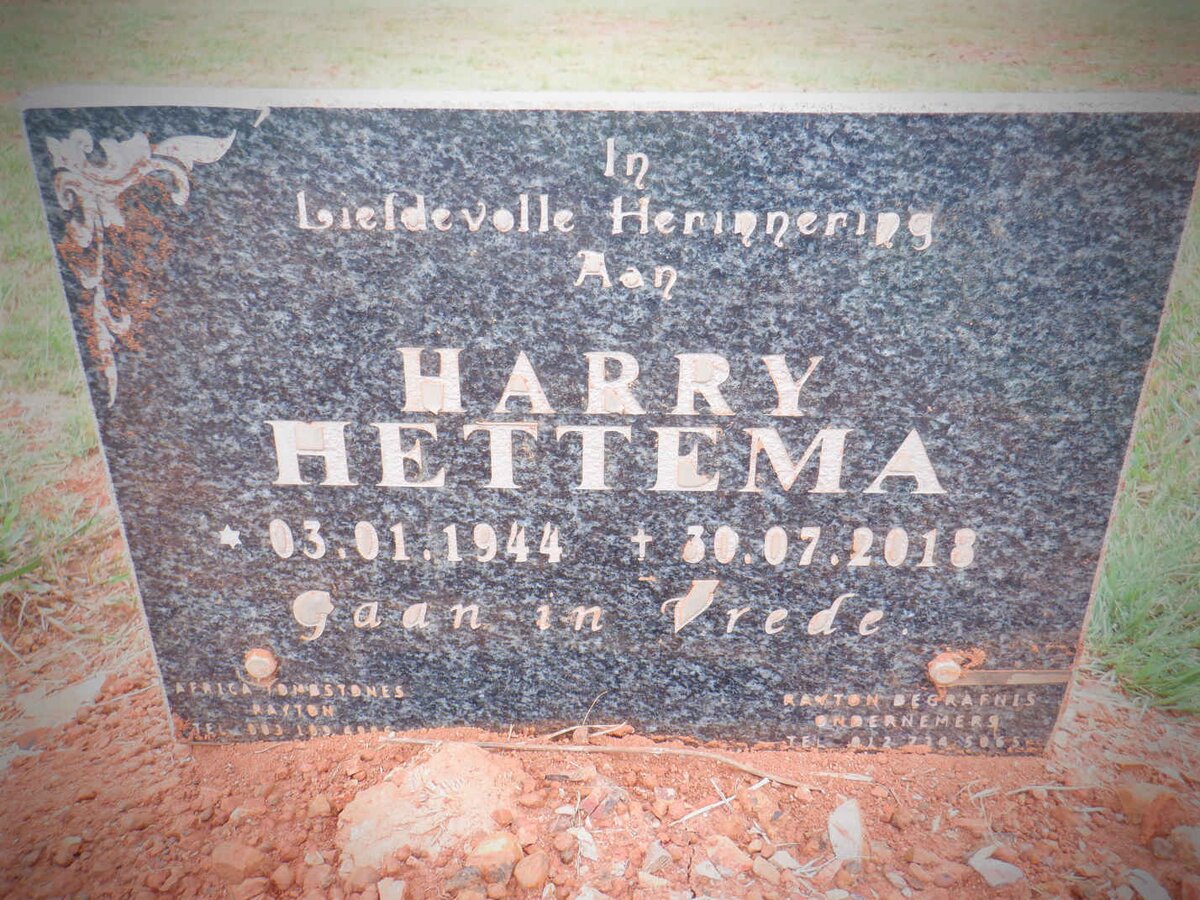HETTEMA Harry 1944-2018