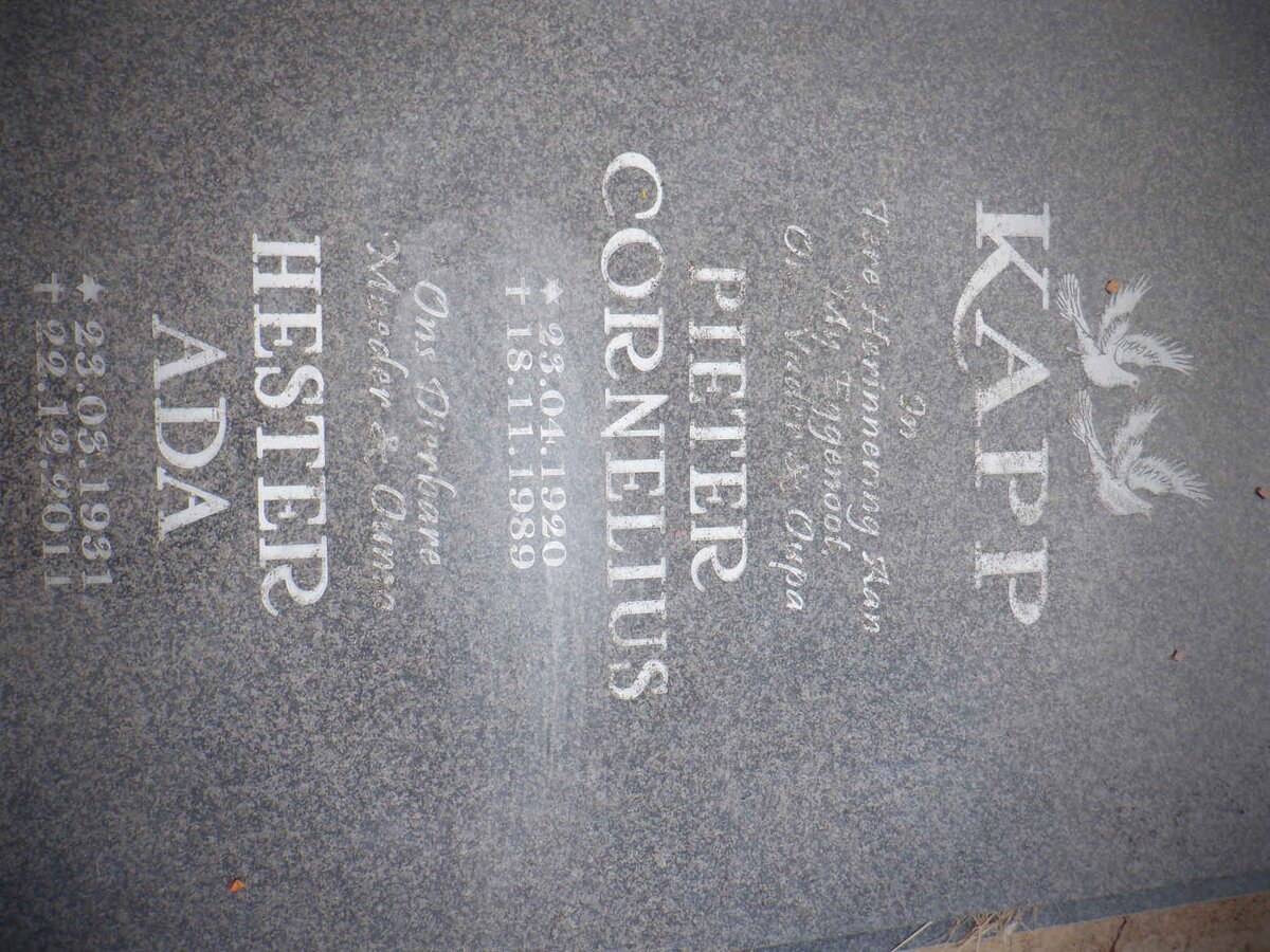 KAPP Pieter Cornelius 1920-1989 &amp; Hester Ada 1931-2011