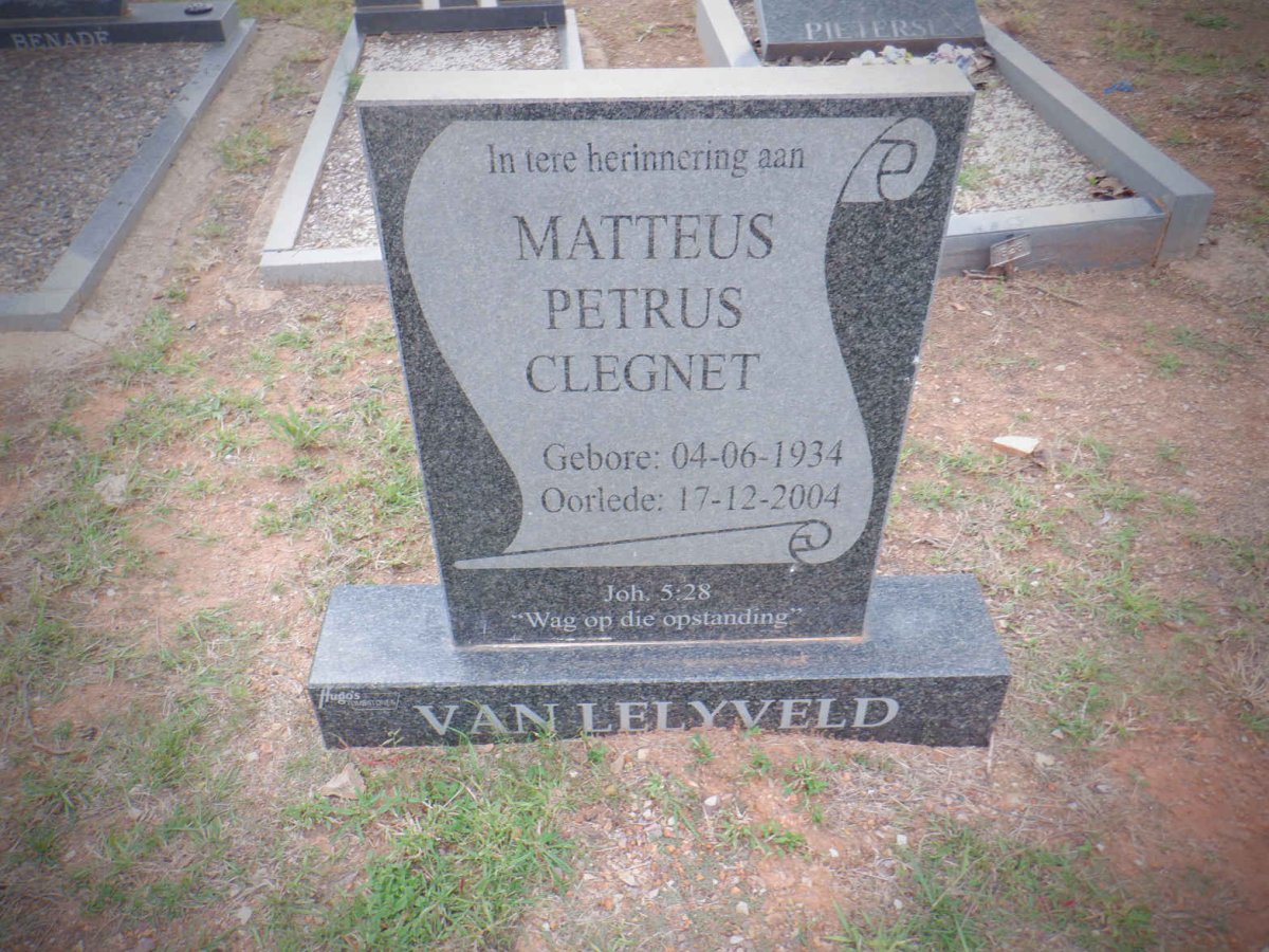 LELYVELD Matteus Petrus Clegnet, van 1934-2004