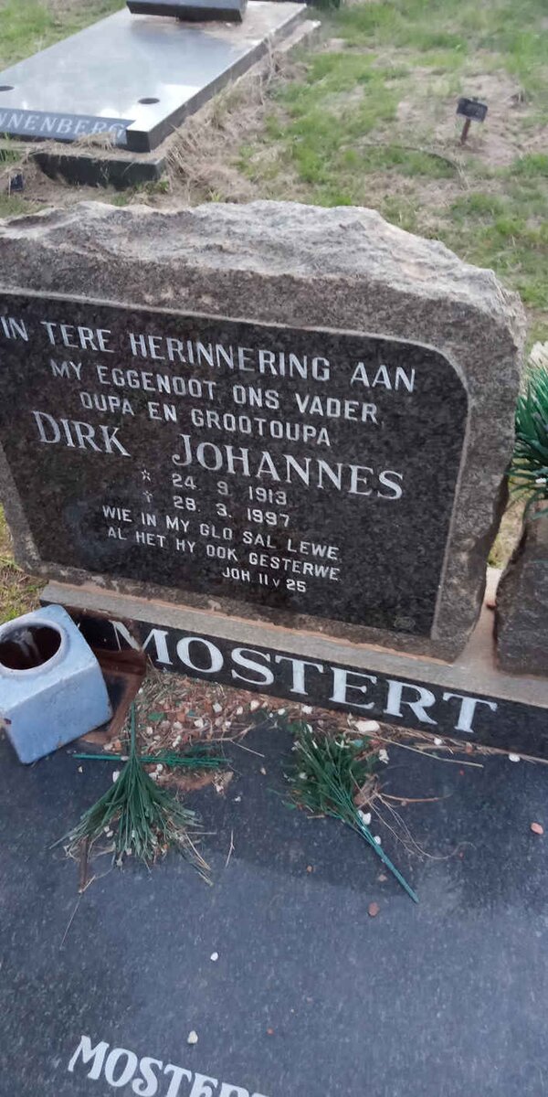 MOSTERT Dirk Johannes 1913-1997 &amp; Anna Elizabeth 1920-2013