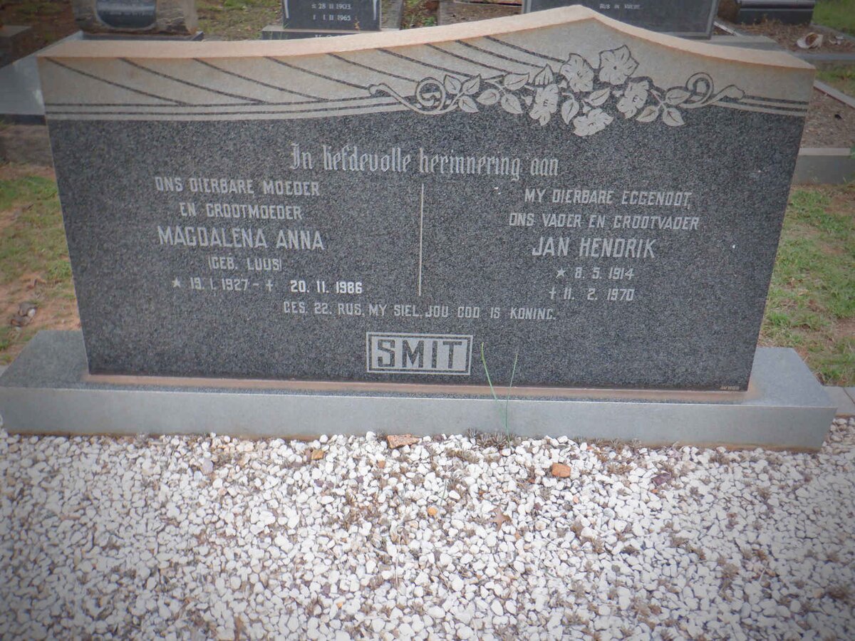 SMIT Jan Hendrik 1914-1970 &amp; Magdalena Anna LUUS 1927-1986