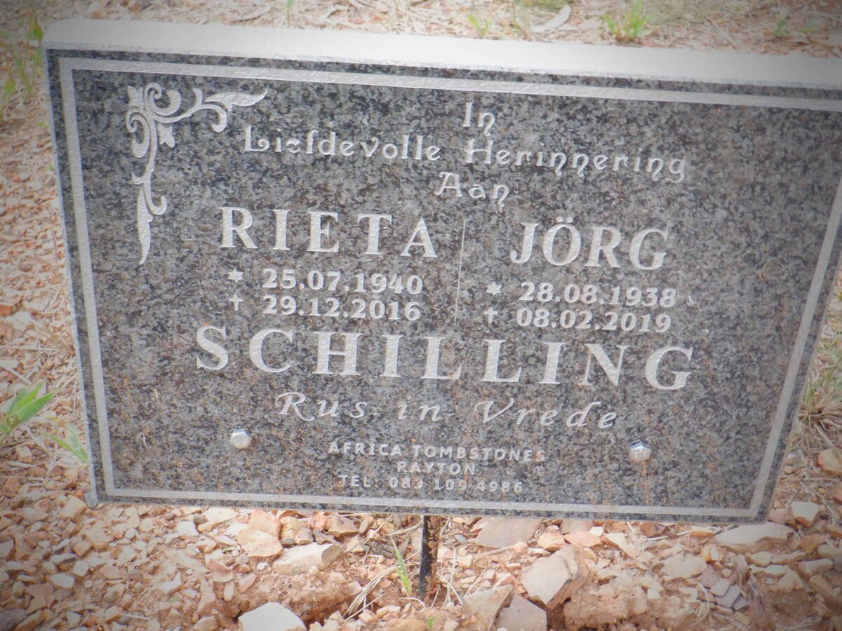 SCHILLING Jorg 1938-2019 &amp; Rieta 1940-2016