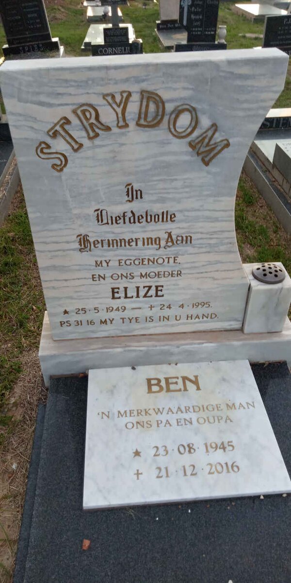 STRYDOM Ben 1945-2016 &amp; Elize 1949-1995