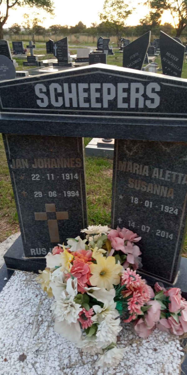 SCHEEPERS Jan Johannes 1914-1994 &amp; Maria Aletta Susanna 1924-2014