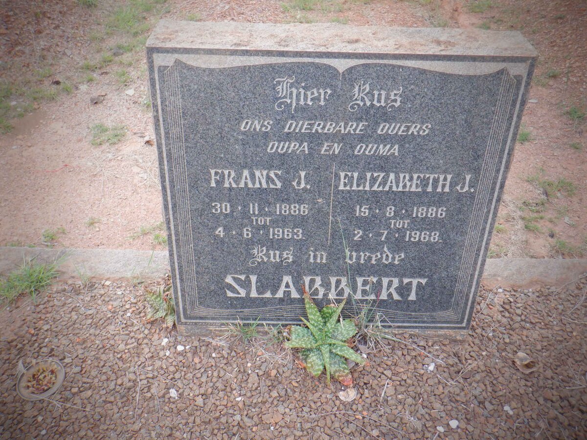 SLABBERT Frans J. 1886-1963 &amp; Elizabeth J. 1886-1968