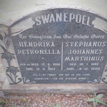 SWANEPOEL Stephanus Johannes Marthinus 1882-1969 &amp; Hendrika Petronella 1886-1963