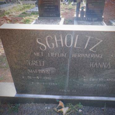 SCHOLTZ Greef 1907-1983 &amp; Hanna 1905-1999