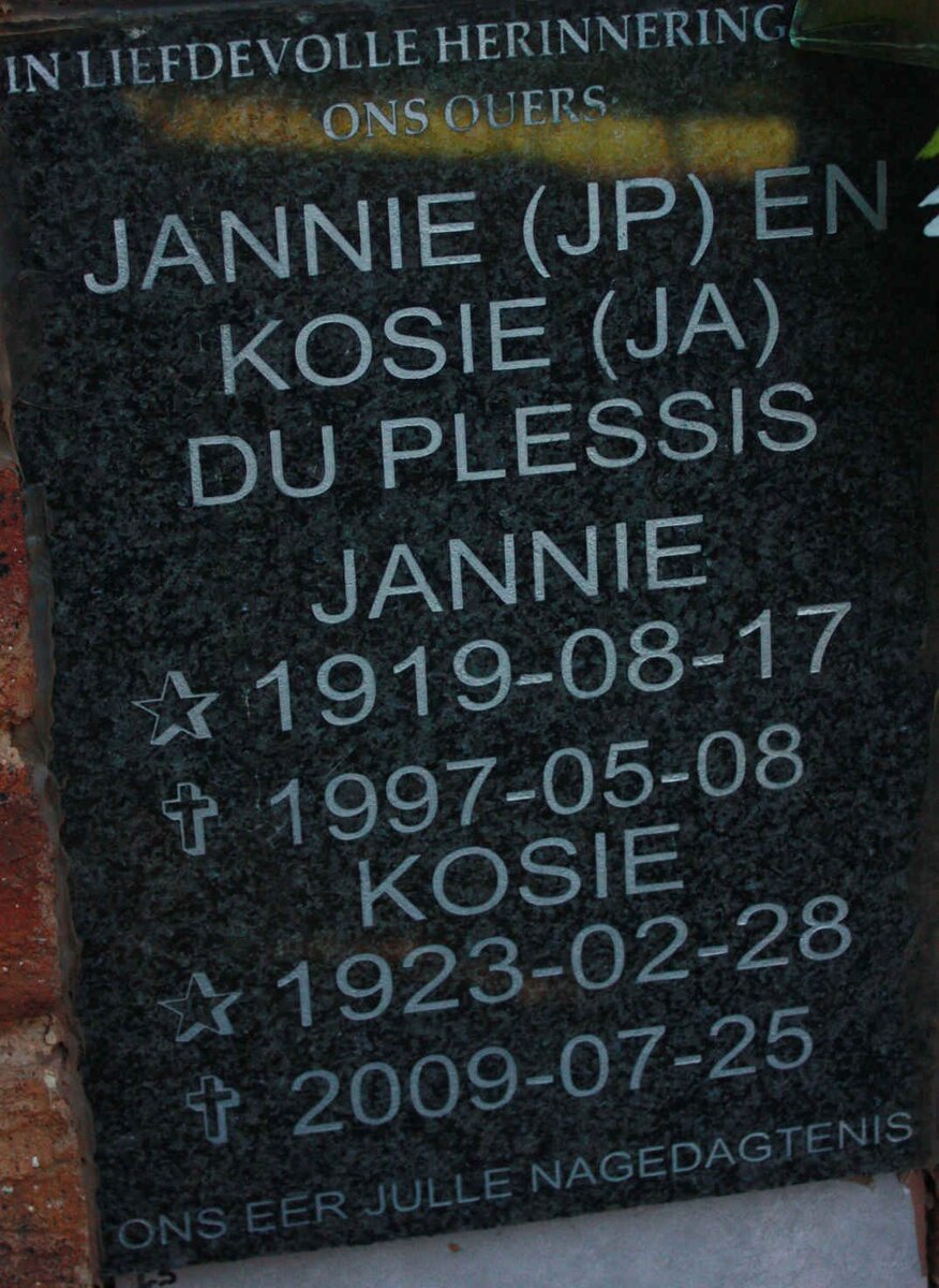 PLESSIS J.P, du 1919-1997 &amp; J.A. 1923-2009