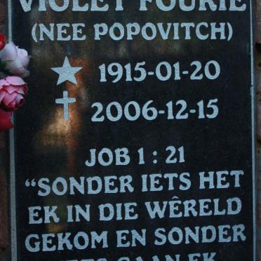 FOURIE Violet nee POPOVITCH 1915-2006