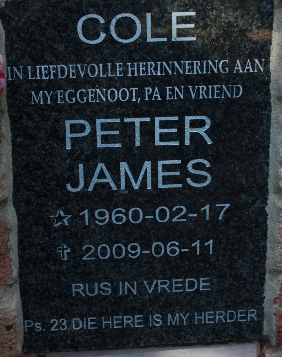 COLE Peter James 1960-2009
