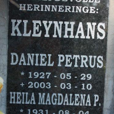 KLEYNHANS Daniel Petrus 1927-2003 &amp; Heila Magdalena P. 1931-