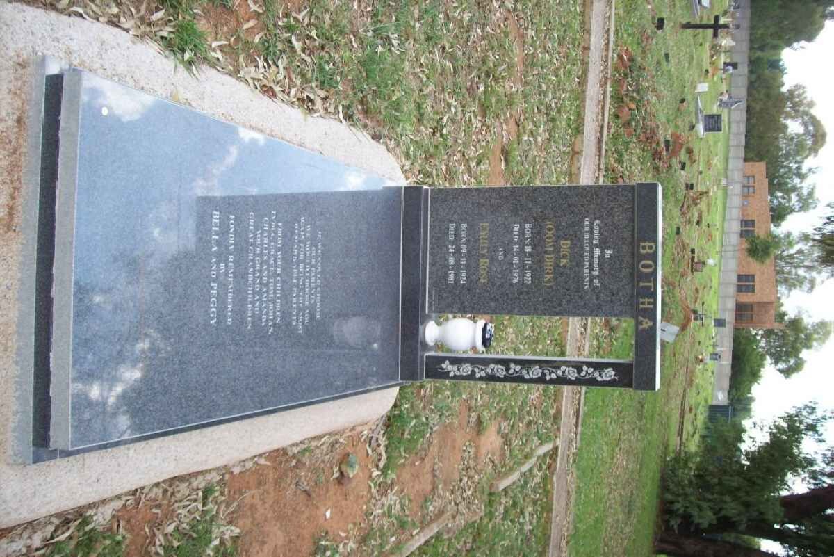 BOTHA Dick 1922-1974 &amp; Emily Rose 1924-?