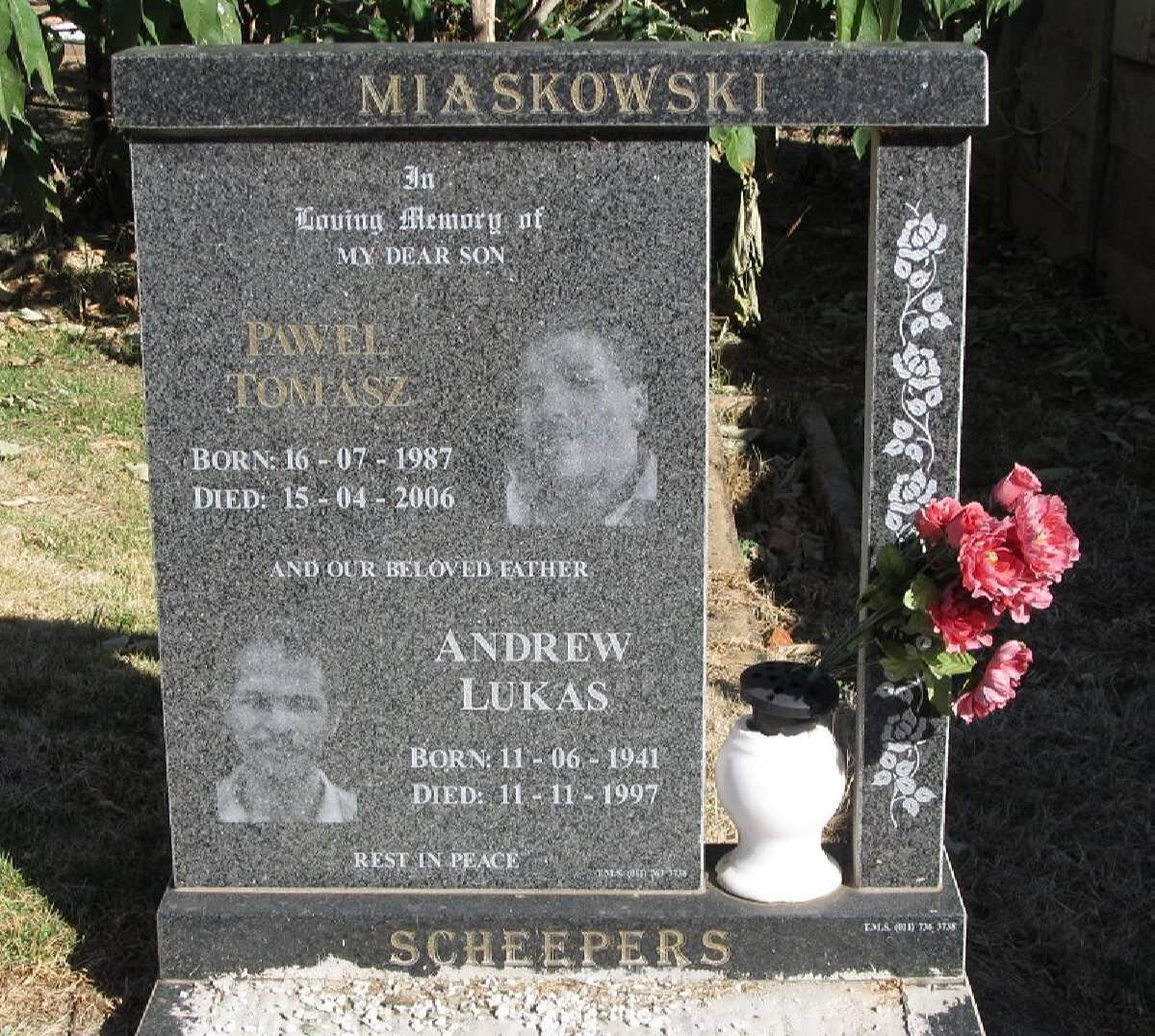 SCHEEPERS Andrew Lukas 1941-1997 :: SCHEEPERS Pawel Tomasz 1987-2006