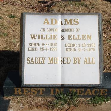 ADAMS Willie 1912-1997 &amp; Ellen 1903-1975