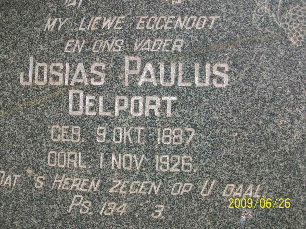 DELPORT Josias Paulus 1887-1926
