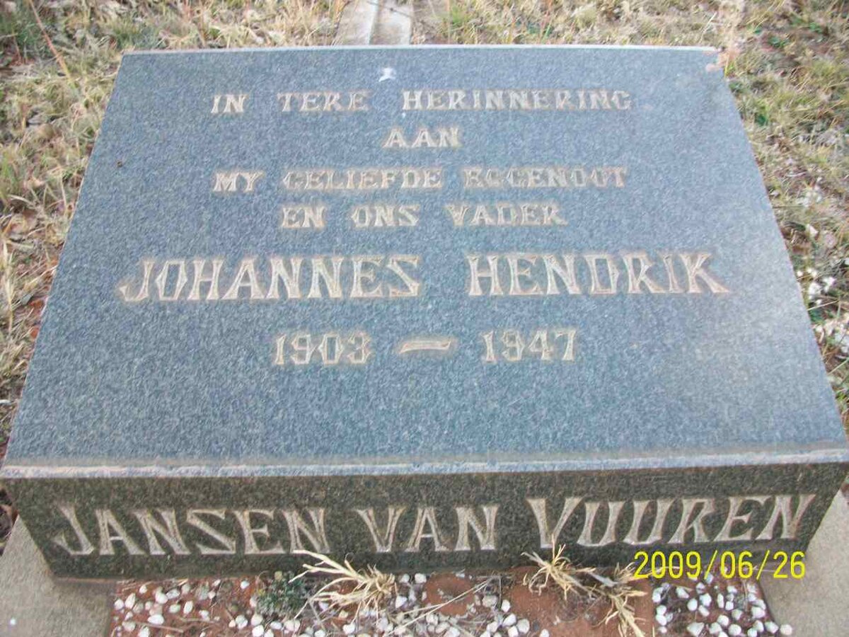 VUUREN Johannes Hendrik, Jansen van 1903-1947