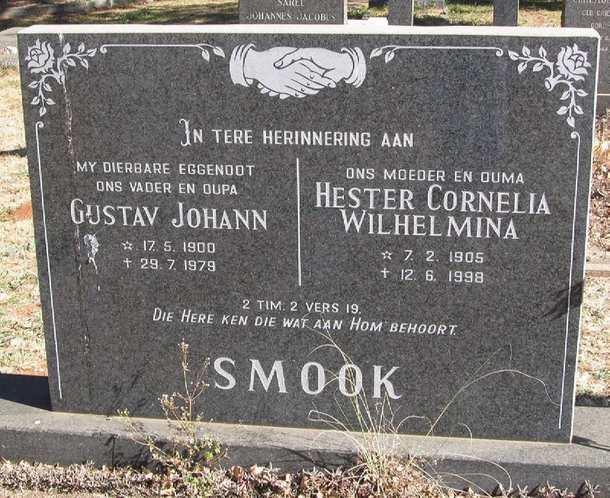 SMOOK Gustav Johann 1900-1979 &amp; Hester Cornelia Wilhelmina 1905-1998