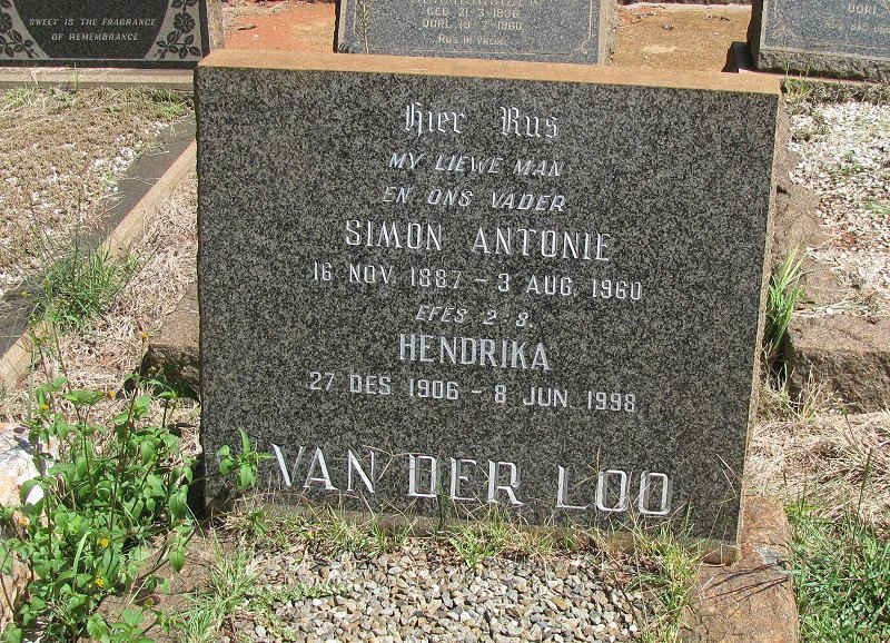 LOO Simon Antonie, van der 1887-1960 &amp; Hendrika 1906-1998