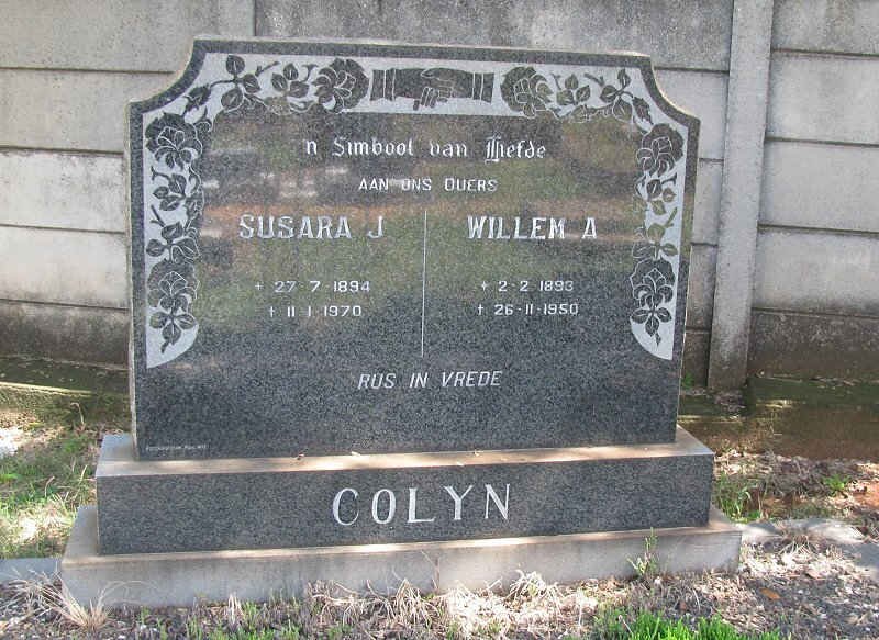 COLYN Willem A. 1893-1950 &amp; Susara J. 1894-1970