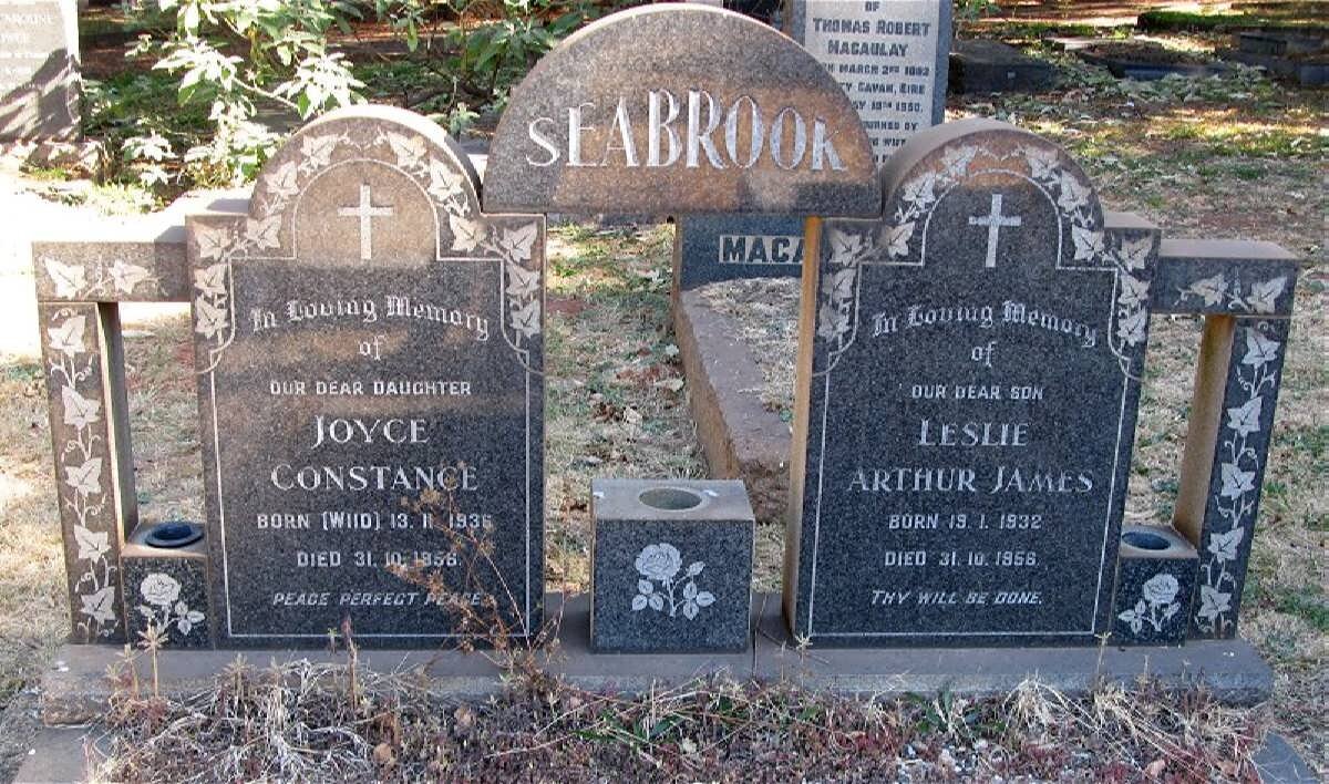 SEABROOK Leslie Arthur James 1932-1956 &amp; Joyce Constance WIDD 1935-1956