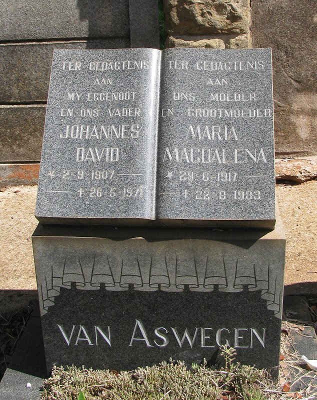 ASWEGEN Johannes David, van 1907-1971 &amp; Maria Magdalena 1917-1983