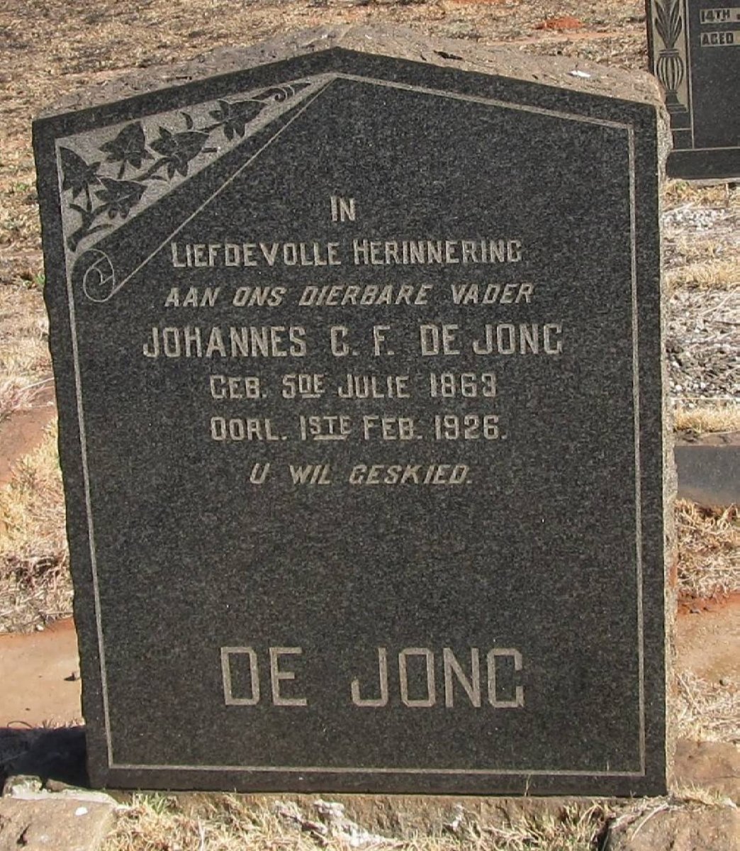 JONG Johannes C.F., de 1863-1926