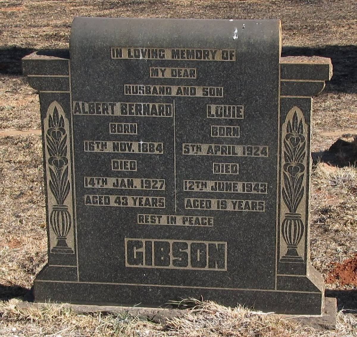 GIBSON Albert Bernard 1884-1927 :: GIBSON Louie 1924-1943