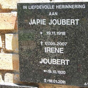 JOUBERT Japie 1918-2007 &amp; Irene 1920-2011