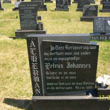 ACKERMAN Petrus Johannes 1908-1995