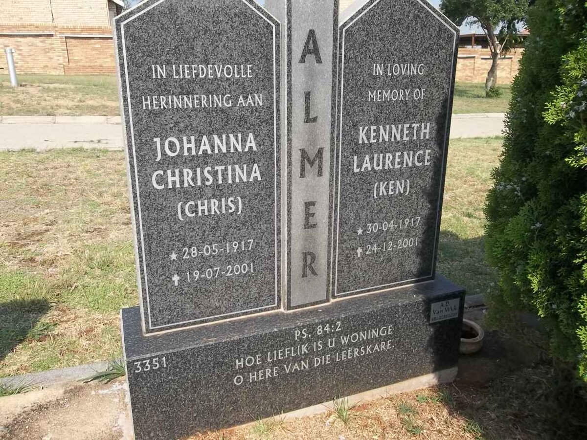 ALMER Kenneth Laurence 1917-2001 &amp; Johanna Christina 1917-2001