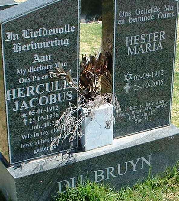 BRUYN Hercules Jacobus, du 1912-1996 &amp; Hester Maria 1912-2006