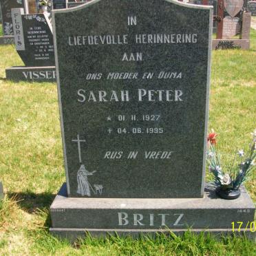 BRITZ Sarah Peter 1927-1995