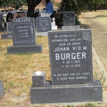 BURGER Johan vd M. 1953-1989