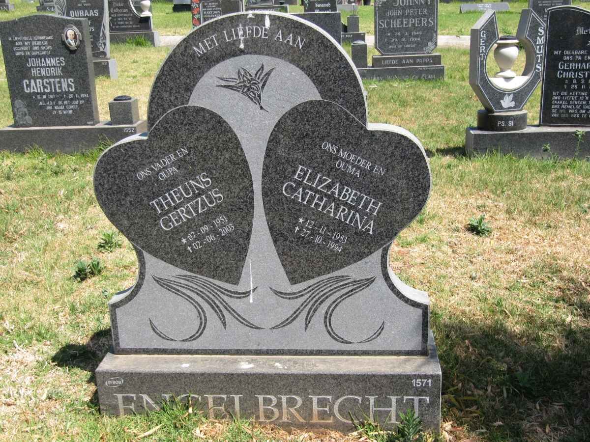 ENGELBRECHT Theuns Gertzus 1951-2003 &amp; Elizabeth Catharina 1953-1994