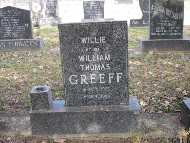 GREEFF William Thomas 1927-1990