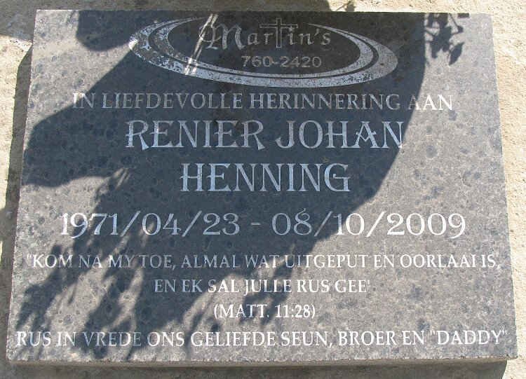 HENNING Renier Johan 1971-2009